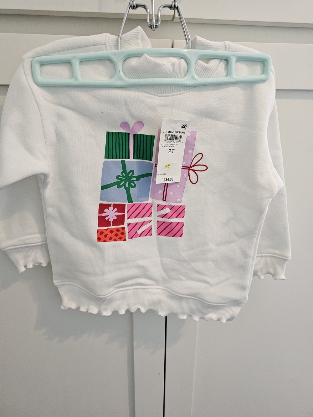 White Kids Sweatshirt with Colorful Gift Print